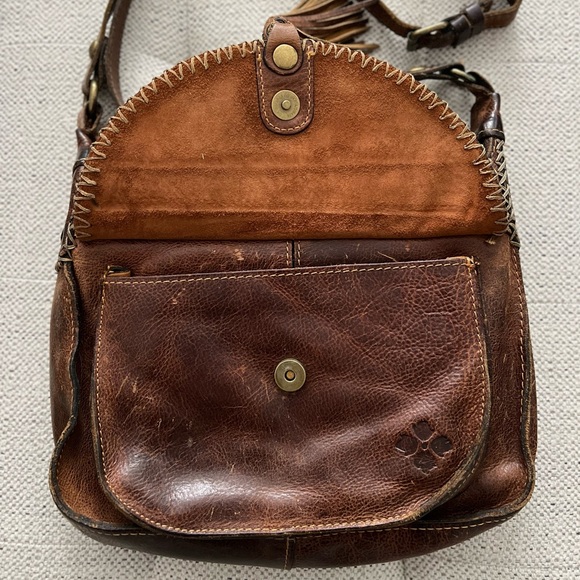 Patricia Nash Tooled Leather Brown Adjustable Beaumont Flap Boho Crossbody Bag - Picture 6 of 11